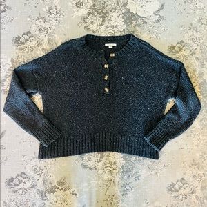 American Eagle Charcoal Gray Knit Cozy Sweater with Button Detail